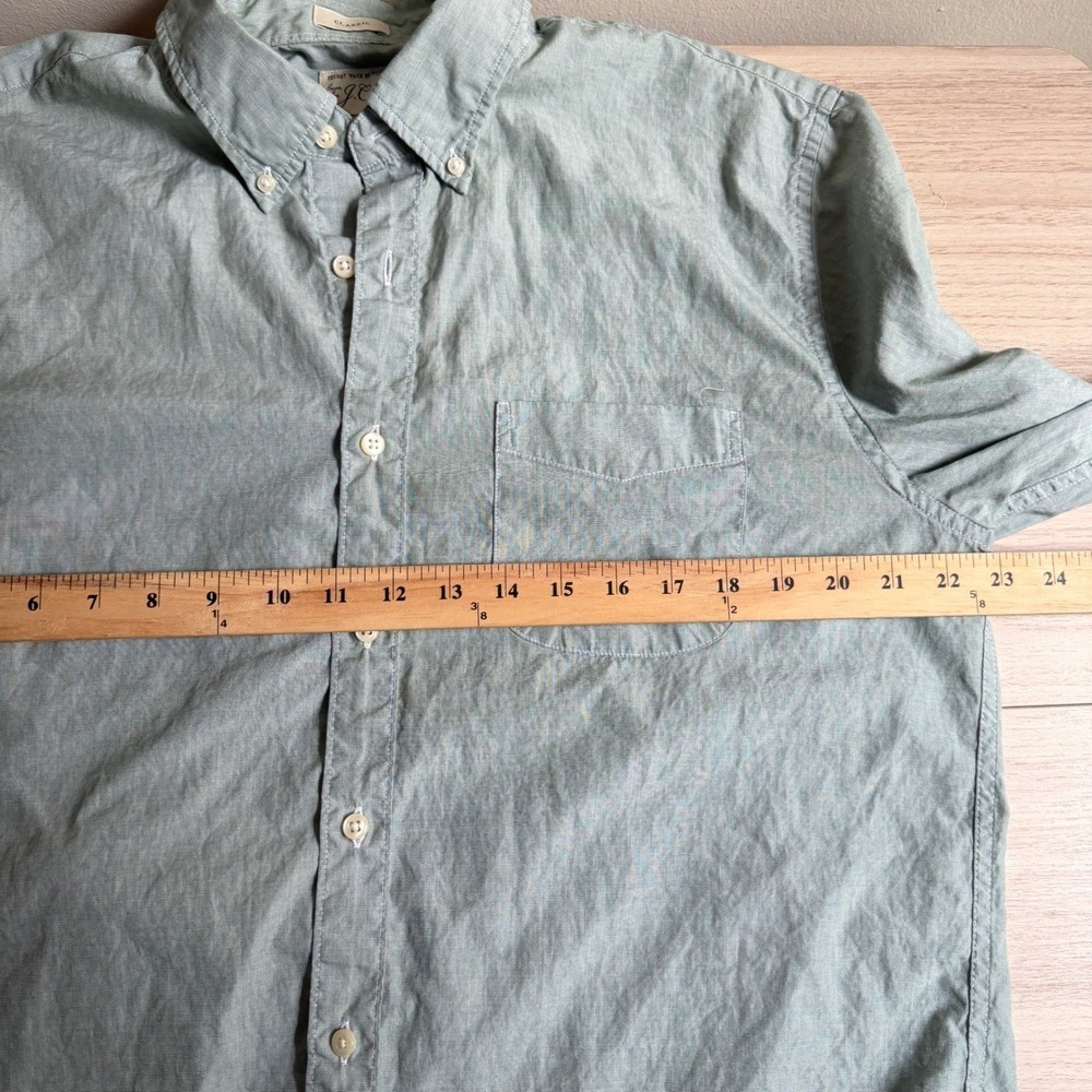 J.Crew Secret Wash Shirt Classic Fit Button Down Green Large Good - Picture 6 of 8